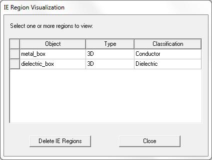IE-Regions: Boundary Condition Setup IE Solution Applied to Metal outside of air box and