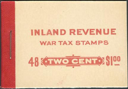 Nice and clean - $65 (±US$52) FWT8e*NH complete booklet with 4 booklet panes of 2c brown WAR TAX.