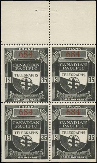 Complete booklet pane of 4 as shown only $895 - (±US$716) SL24 pair on complete 1908 Chattel Mortgage document.