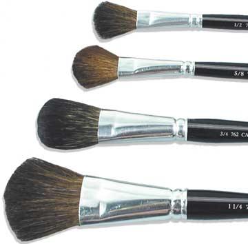 95 0662-00075 ¾ 12 $ 5.95 0662-01000 1 12 $ 7.95 This brush is made from white goat hair in both flat and round shapes. This brush is designed for water washes and soft blending.
