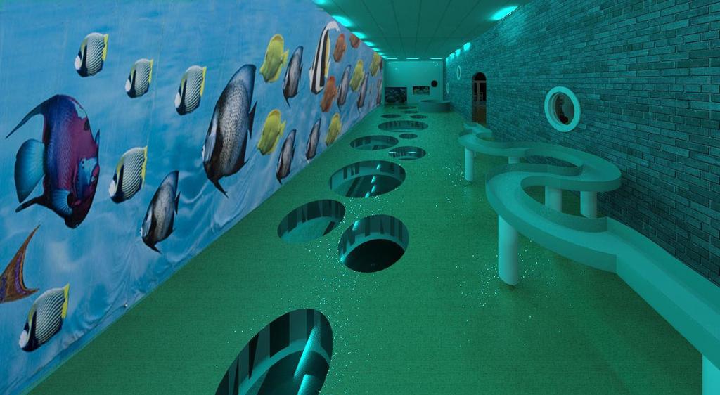 Water/Underwater World: The underwater theme was one of the rooms chosen for this project because the team thought children would enjoy the feeling of being part of an water eco-system.