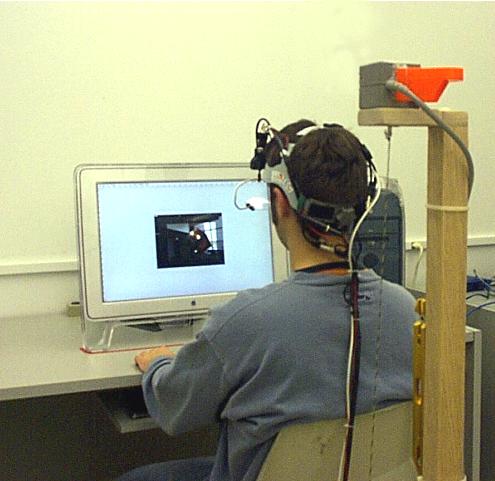 3.4 Integrated Eye and Head Tracking Both horizontal and vertical eye position coordinates with respect to the display plane are recorded using the video-based tracker in conjunction with a Polhemus