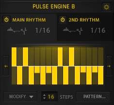 The Step Sequencer makes it easy to create pulses in odd time signatures by setting the number of steps to an uneven value and adjusting