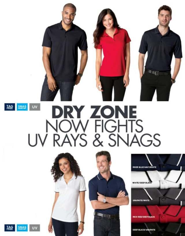 NEW PORT AUTHORITY DRY ZONE UV MICRO-MESH POLOS Durable moisture wicking polo with UV protection. This breathable mesh polo also resists snags. 100% polyester.