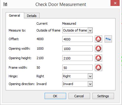 First select if you measure to the outside of the frame or the inside. Offset is the distance, d1, from the corner to the door location.