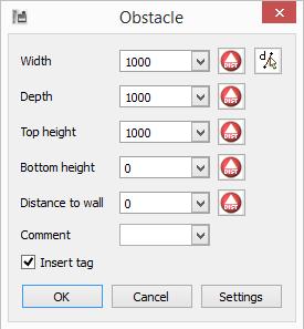 like to insert an obstacle. First measure the offset d1 from the corner to the obstacle and press next.