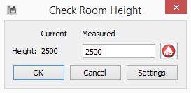 When you select CHECK ROOM HEIGHT, the following dialog box will appear: The current