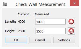 The dialog box indicates the current length and height and ask you to measure the length of that wall; if needed you can also
