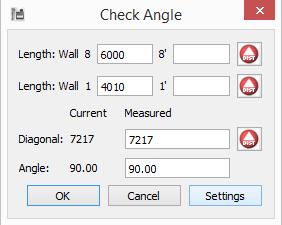 If you cannot measure the full diagonal you can change the length of the walls measuring the diagonal, for example measuring the diagonal from the middle of each wall 2) Measuring the angle