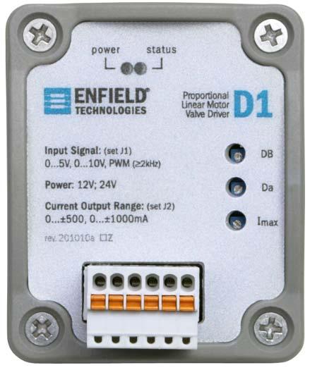 Page 1 of 6 Overview The D1 PWM Valve Driver is designed specifically to drive and manage Enfield Technologies proportional valves. It converts a proportional command voltage into a -1.0 1.