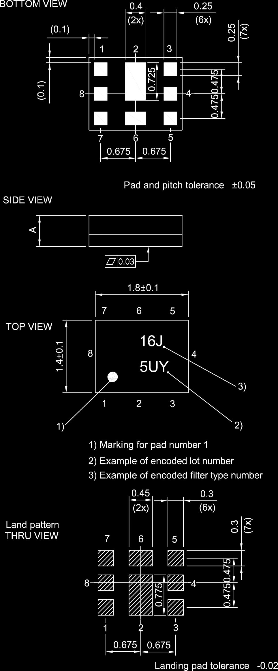2593 3 Package 4 Pin configuration 3 Input 7 Output 1, 2, 4, 5, Ground 6, 8 Figure 2: Drawing of