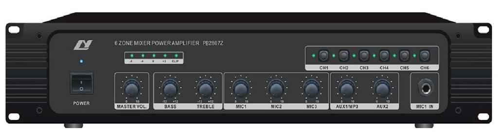 Installation Notes ventilation place, be located in the good Descriptions & Features The 6 Zone Mixer Amplifier Series features three microphone inputs and two line inputs.