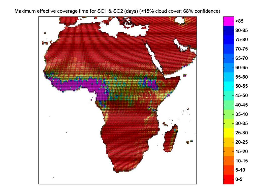 Sentinel-2 Revisit Time Capability Revisit time over Africa in summer