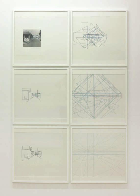 Hypothetical Check-Point Charlie, 1987, photograph, pencil, tempera and ink on paper, 70 x 70 cm (each), set of 6 drawings The transition between different mediums and the intersection of two genres