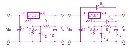 The floating regulator could be made into a variable regulator by replacing R with a pot. However, there are several disadvantages: Minimum output voltage is V reg instead of 0 V.