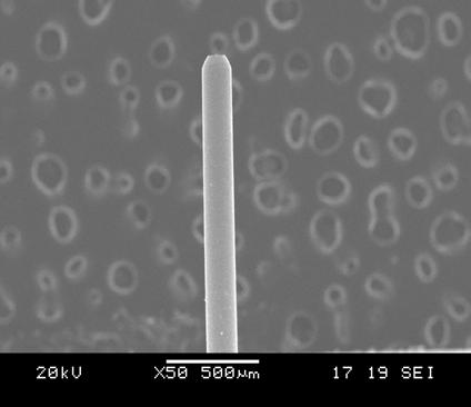 Fig.: SEM micrograph of the fabricated micropin. (a) Straight shaft 6. CONCLUSION In this study, a micropin was fabricated using the miniature machine tool.