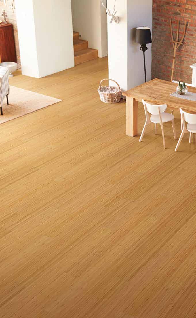STUDIO ENGINEERED WIDE PLANK PUREFORM FLOORING Hardness comparable to Red Oak / 99% Biobased Product A precision milled micro beveled profile outlines the extra wide plank in this floor for a