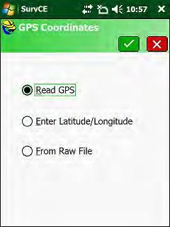 60. GPS Coordinates menu, Select the option READ GPS Next, select/tap 61.