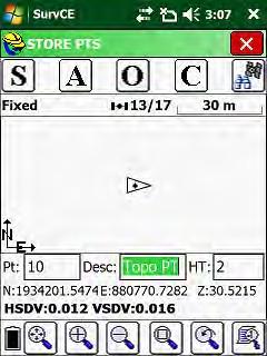 65. Store Points menu, Before storing points with the S320 RTK Rover, enter a starting PT: number, enter a suitable description,