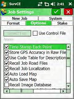 9. The user is returned to, Job Settings System menu, 10. Job Settings Options menu Browse the list of available options, select the options as needed.