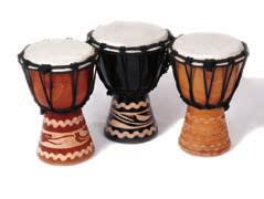 Each Djembe is hand turned from sustainable mahogany wood and carved with an intricate tribal pattern. MDJ005 25cm x 14cm diameter. 5.5 head Black MDJ006 25cm x 14cm diameter. 5.5 head Natural MDJ017 25cm x 14cm diameter.