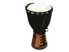 Jammer Swirl Black A serious performance Djembe, crafted from sustainable mahogany and tuned with high quality rope.