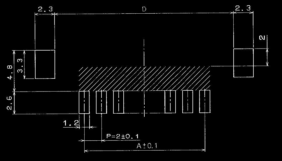 Straight Pin Header (SMT) 1. P= A... Number of Contacts B BPCB mounting pattern C Note : If a pattern is included in the shaded area and is not treated with resist, it could touch the connector contact.