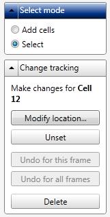 Click each cell to be followed (Figure 61). The cell will be followed from the frame where it is added. 7.2. Adjusting the cell tracking Sometimes the software will track the wrong cell, e.g. when cells are moving very close to each other and then separate again.