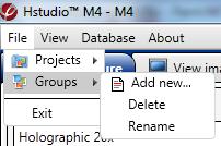 Chapter 15. Main top menu There are four sub-menus in the Main Top Menu: File, View, Database and About (Figure 189). Figure 191: The Groups menu 15.1.3.