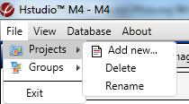 15.1.1. Projects The Projects menu (Figure 190) can be used to create a new project, delete projects or rename projects.