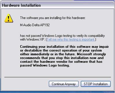 During the installation, you will be prompted with a message warning that the driver software