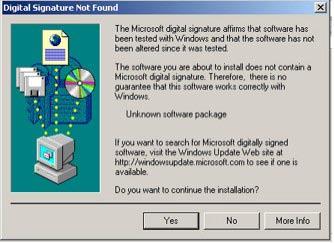 NOTE: In Windows 2000, this message will refer instead to the drivers not passing Windows