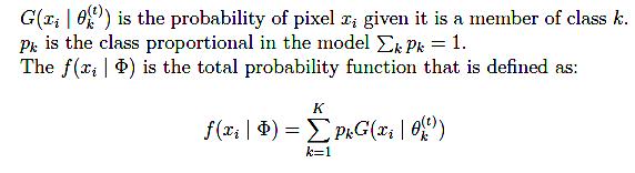 the mixture. It is usually assumed that these processes represent independent identically distributed random variables. Then one can write: where f(x, _k) 8k = 1, 2,.