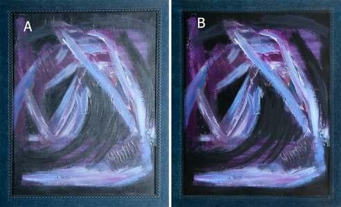 Figure 10 - (A) Photographed with unpolarized light. (B) Photographed with polarized light.