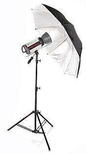 Figure 7 - Studio lighting setup For my work I chose to use studio strobes fitted with white umbrellas.