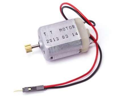 DC Motor uses electricity to convert it to rotational mechanical energy. Connect the positive and negative to power and it will spin.
