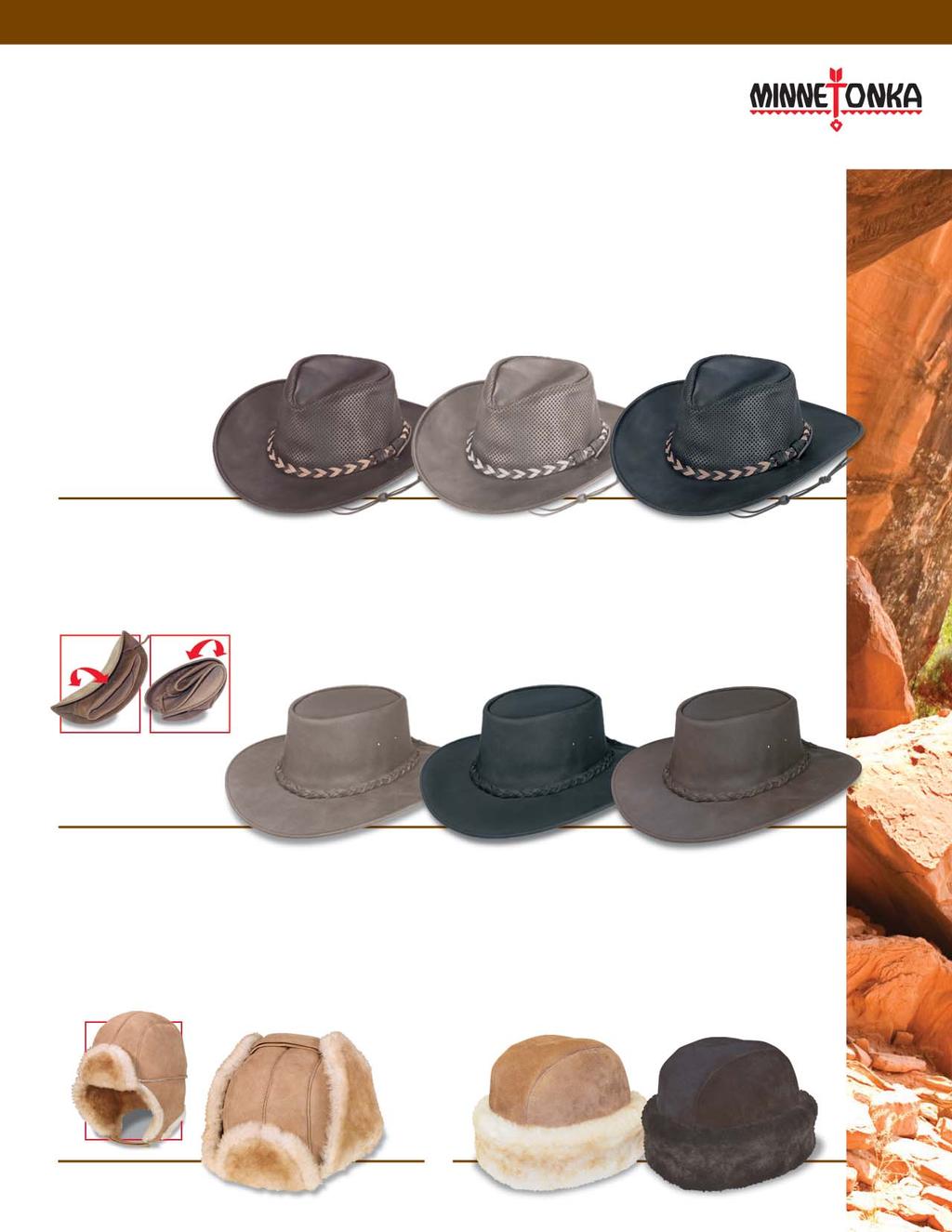 Minnetonka Hats All Styles In Stock For Immediate Delivery. Minnetonka style from head to toe, with unisex styling and our distinctive rugged leathers to make this headgear truly unique.