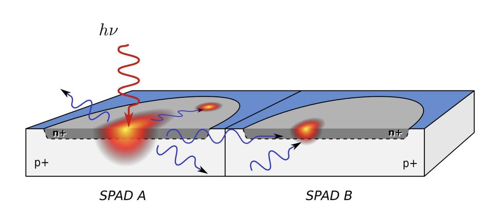 Optical Cross-talk in SiPMs 2 neighboring SPADs Optical cross-talk ~10-100 um Probability for photons to trigger neighboring cells Few 10s of photons emitted during primary avalanche Results in