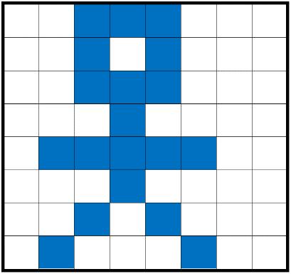 The top row of the matrix is row 8, so to create the image shown begin from this row and work down. At this point it may be useful to consider whether the order of the commands matter.