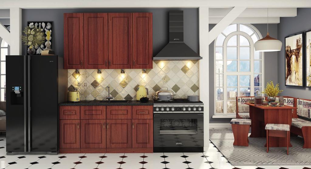 Emily This beautiful Italian chestnut Emily Kitchen is made of melamine material for the box and MDF