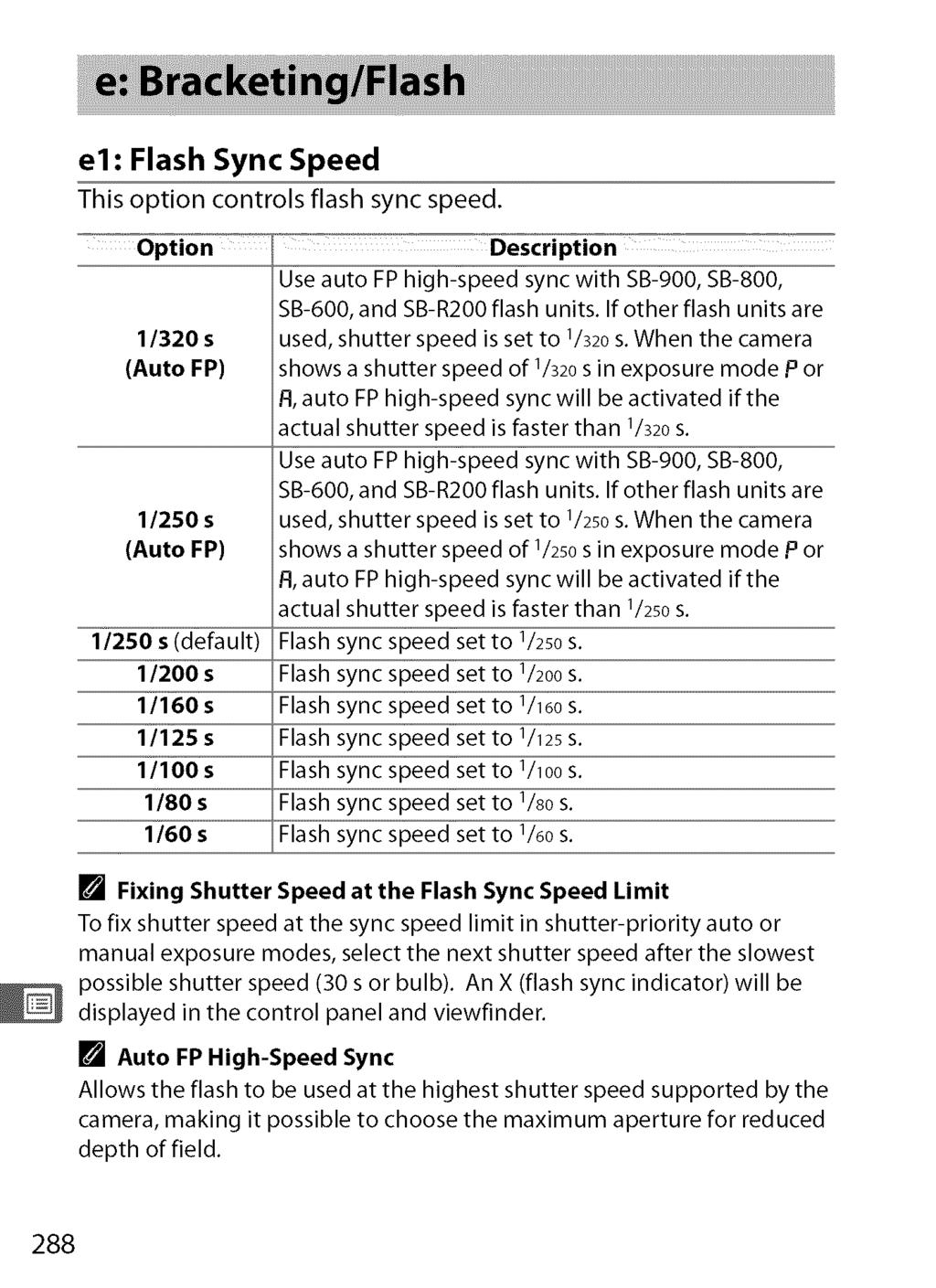 el: Flash Sync Speed This option controls flash sync speed.