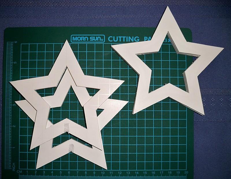 See the template at the end of this tutorial. 2) The Star Using your template cut out two foamboard stars. This assumes you're using 5mm thick foamboard, which you can get at WalMart.
