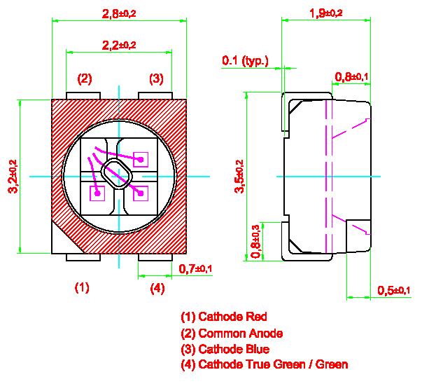 Multi DomiLED TM Package Outlines Material Material Lead-frame Cu Alloy With Ag Plating