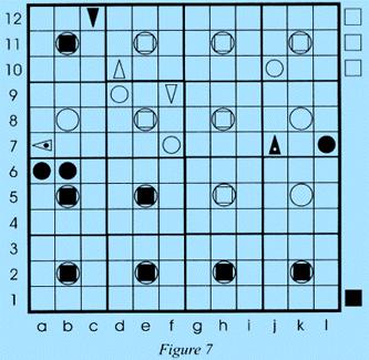 Pf12f7(Ef9S),Pc9d9/ Pj6b6(Bb5),Pl6l7,Ej4j7(xBk8,xEj7) (Figure 7) 13.Pf7c7(Bb8),Pd9d6,Ef9f6(xBe5,xEf6)/Pl7l4(Bk5) 14.