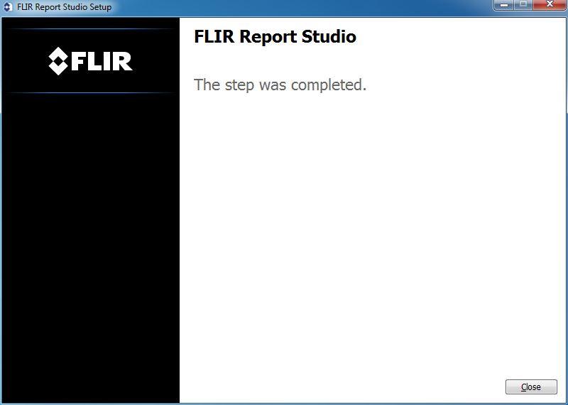 Click Install. This starts the setup of FLIR Report Studio. 3.