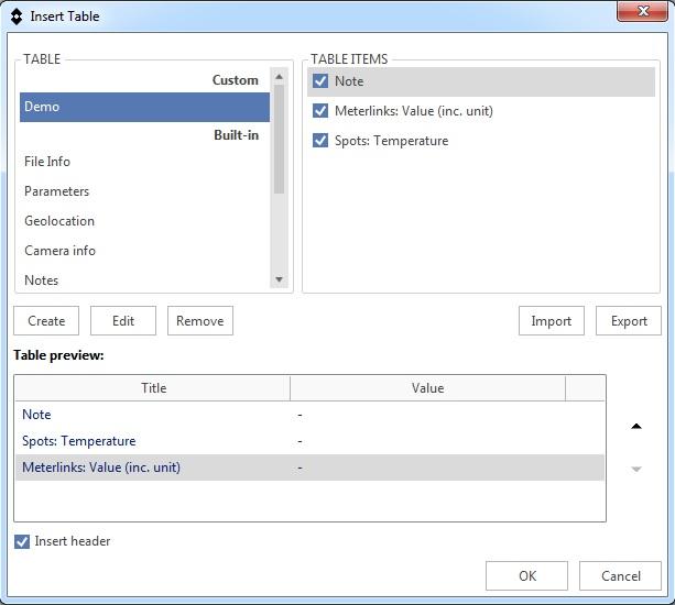 12 Working in the Microsoft Word environment 12. The Insert Table dialog box is displayed. In the TABLE pane, your table is displayed under Custom. 13.