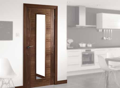 The Shaker skirting and architrave is designed to work well with our modern, contemporary walnut doors.