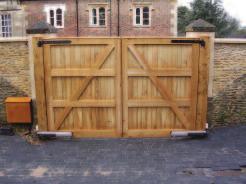 This gate is fully boarded to create complete privacy and