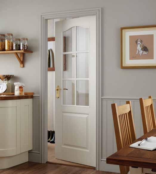 Arched Top grained 6 light glazed The gentle arch and simple moulded panel adds interest to this door whilst clear glazing allows plenty of light into the room.