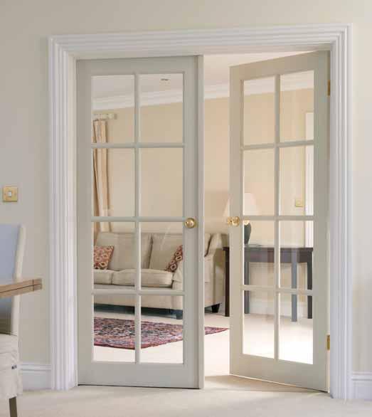 8 Light Clear Pine glazed Perfect for maximising light within your home, this door can be finished to suit your property (shown as a door pair).